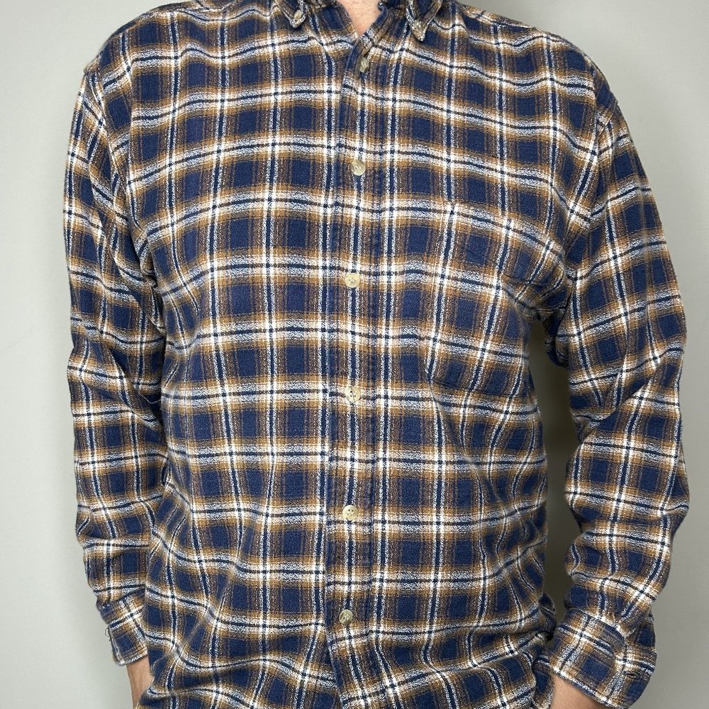 Hill Archer Button Down Shirt Men's Medium Multicolor Plaid Pocket 100% Cotton